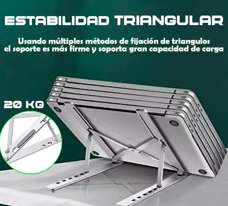 Soporte Base Aluminio Tablet Portátil 10-15.5" Reclinable 5 Niveles Ergonómica (negra)