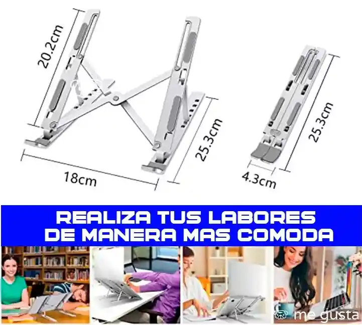 Soporte Base Aluminio Tablet Portátil 10-15.5" Reclinable 5 Niveles Ergonómica (negra)