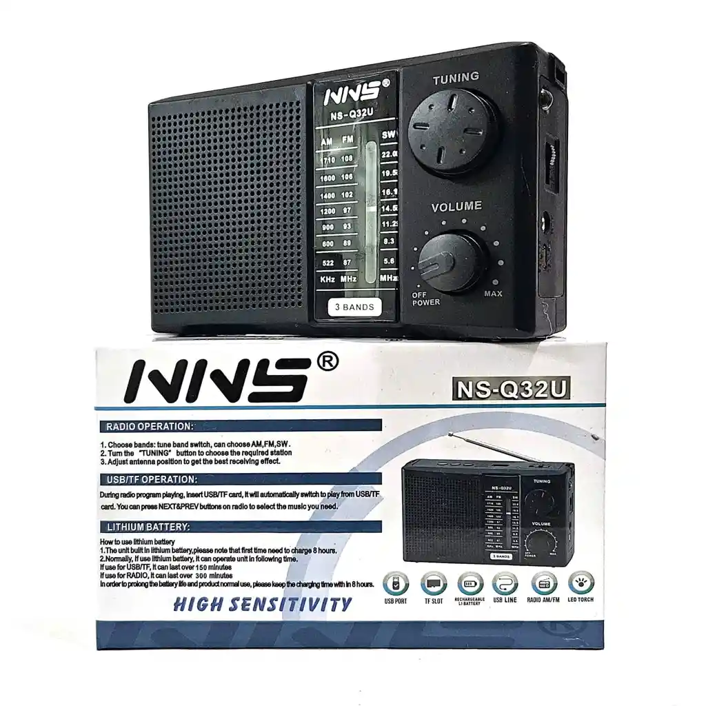 Radio Parlante Mp3 Usb Con Linterna Sd Recargable Am Fm Sw