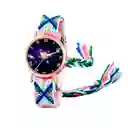 Reloj Sistema Solar Dorado Tejido Artesanal Mujer + Estuche