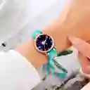 Reloj Sistema Solar Dorado Tejido Artesanal Mujer + Estuche