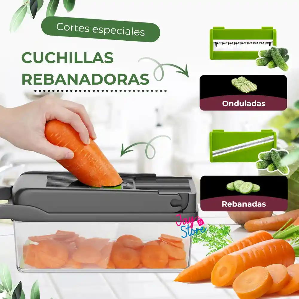 Cortador Picador Rallador Mandolina Verduras Ayudante 14 En 1