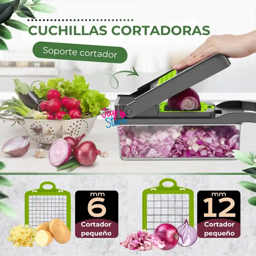 Cortador Picador Rallador Mandolina Verduras Ayudante 14 En 1