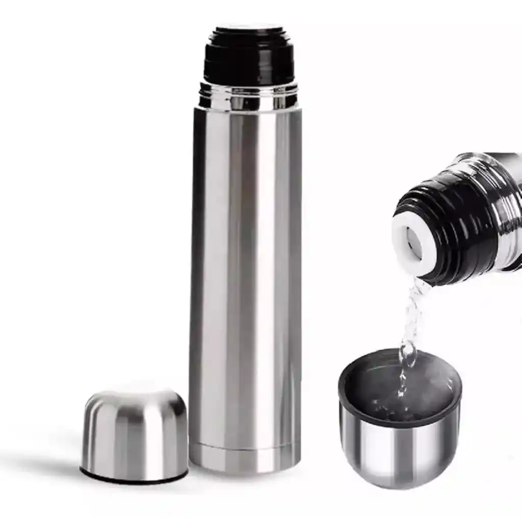 Termo Bala Acero Inox 500ml Doble Capa Térmica Color Platead