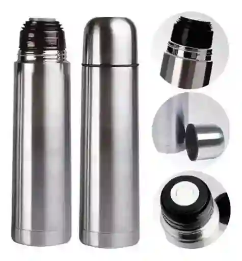 Termo Bala Acero Inox 500ml Doble Capa Térmica Color Platead