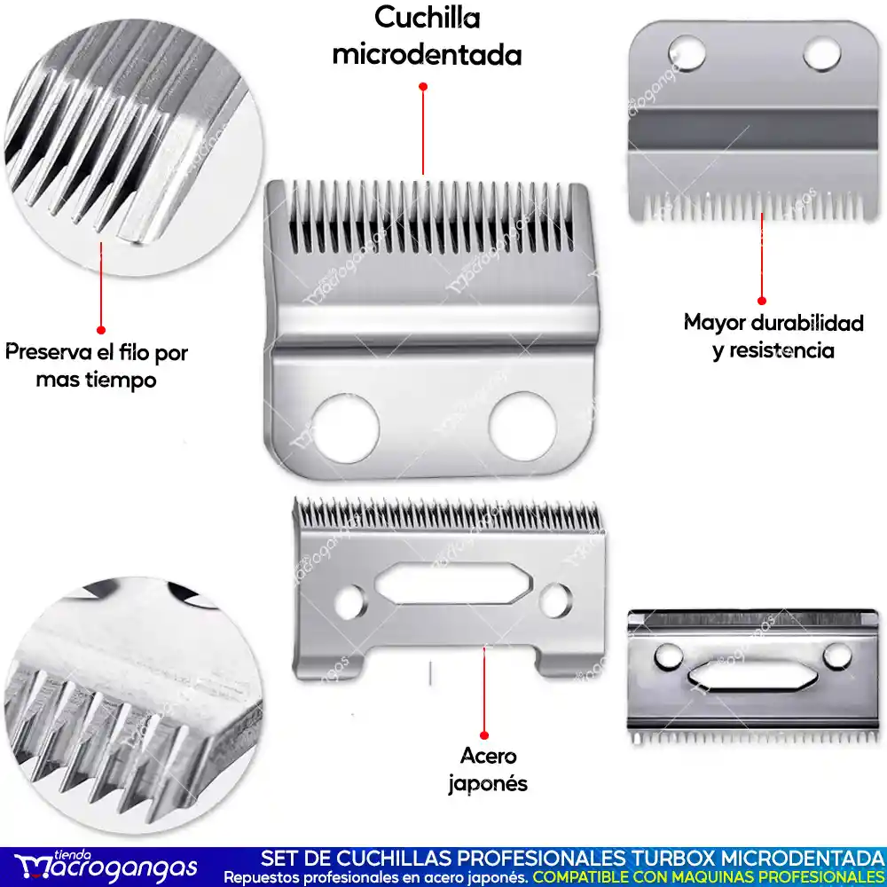 Juego Cuchillas Repuesto Para Wahl Máquina Profesional Acero
