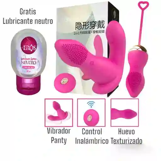 Huevo Vibrador Y Panty De Clítoris 2 En 1 Recargable Con Control Inalambrico Gratis Lubricante Neutro