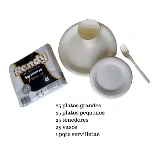 Kit De Platos Vasos Y Cubiertos Ecologicos Para Celebrar