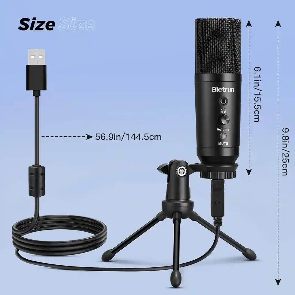 Microfono Usb Condensador Cardiode Podcast Youtube Zoom