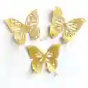 Mariposas En Cartulina Metalizada Dorada Pte X12 Unidades