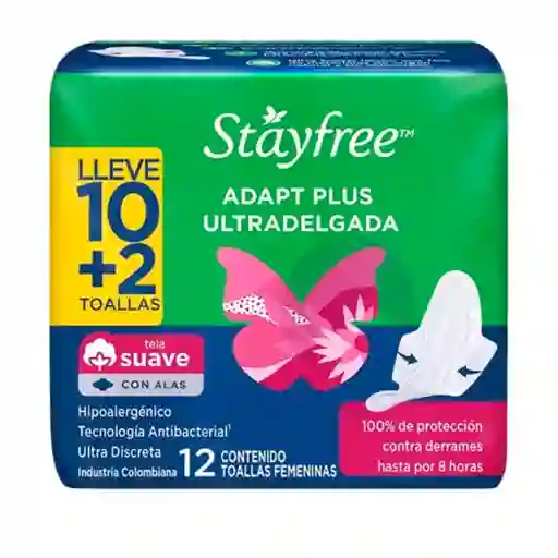 Stayfree Toalla Higenica Ultradelgada Con Alas X 12und