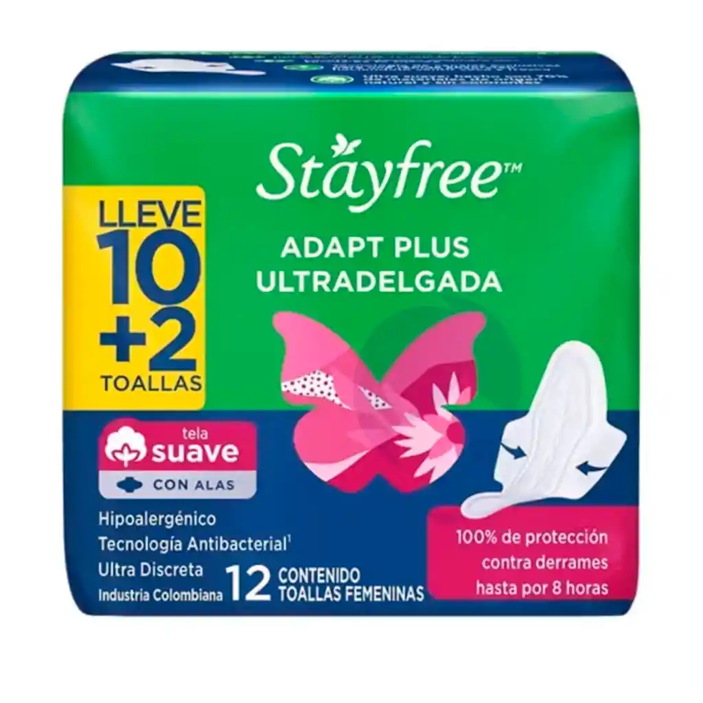 Stayfree Toalla Higenica Ultradelgada Con Alas X 12und