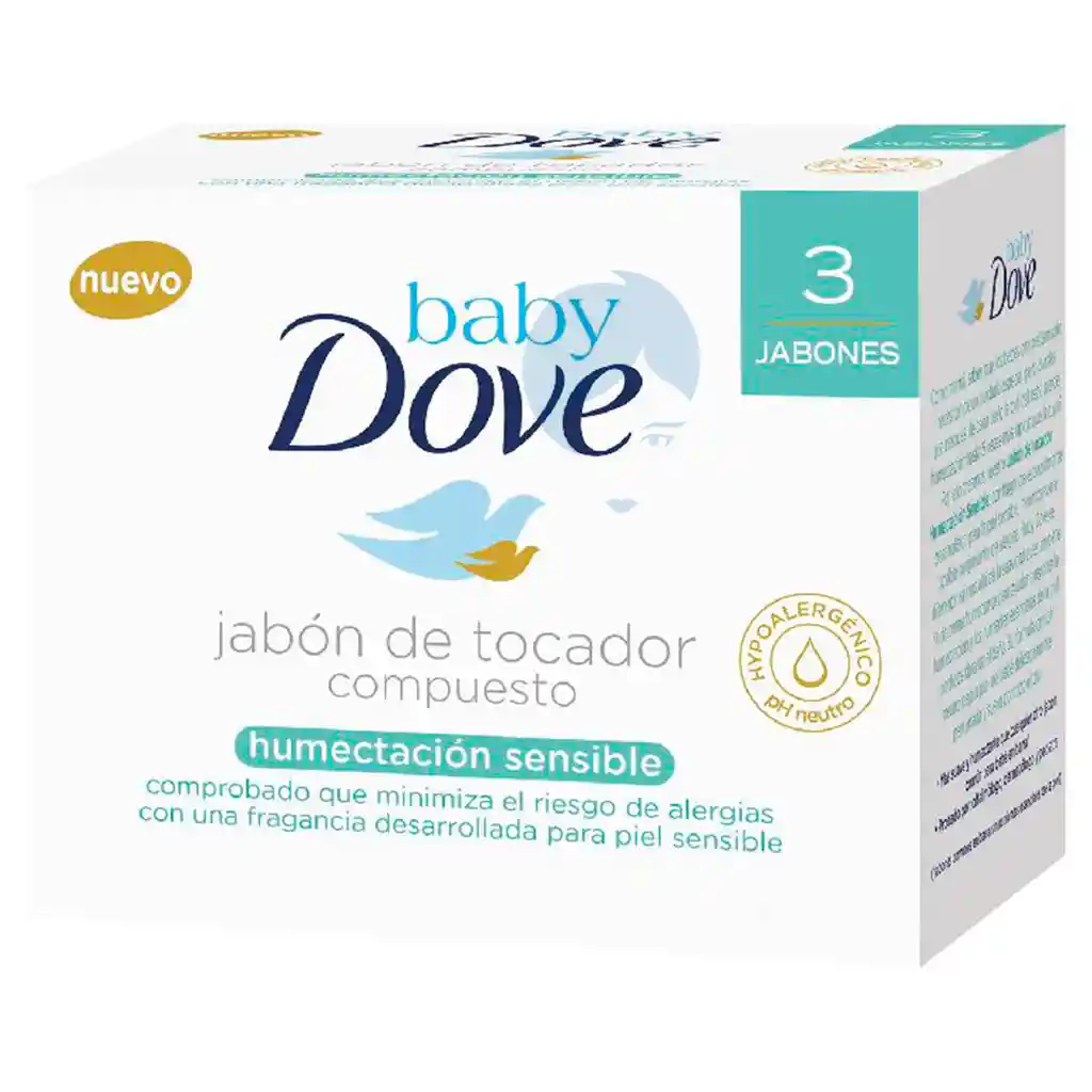 Dove Jabon Baby Humectacion Sencible 3pack X 90 Gr