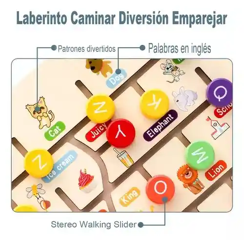 Tablero De Laberinto Montessori Letras Deslizables Para Niños