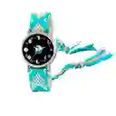 Reloj Luna Fase Lunar Plateado Tejido Artesanal + Estuche