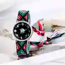 Reloj Luna Fase Lunar Plateado Tejido Artesanal + Estuche