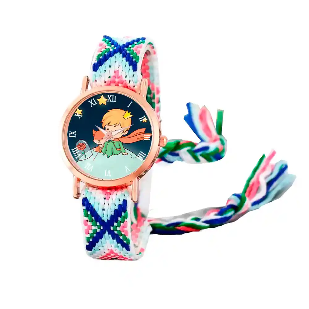 Reloj Principito Dorado Tejido Artesanal Mujer + Estuche