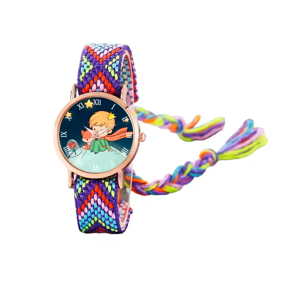 Reloj Principito Dorado Tejido Artesanal Mujer + Estuche