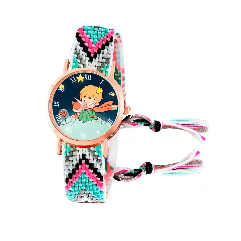 Reloj Principito Dorado Tejido Artesanal Mujer + Estuche