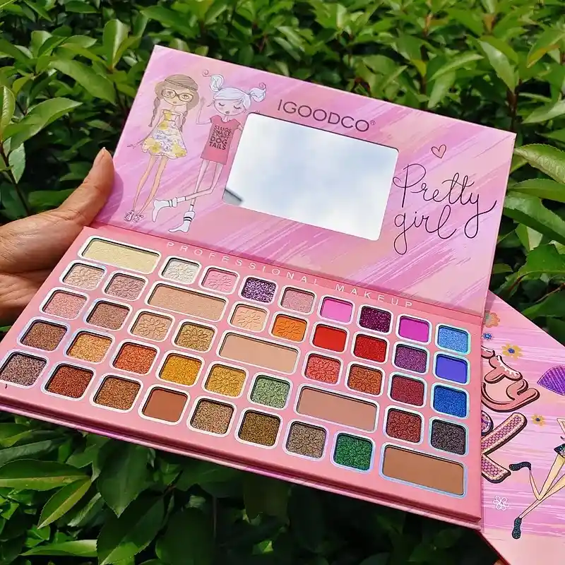 Estuche De Paleta De Sombras De Ojos Mate Para Niña Bonita, Sombra De Ojos Con Purpurina De Espejo, Pigmento De Rubor, Paleta De Maquillaje Para Cara Y Ojos, 45 Colores