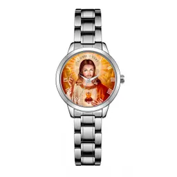 Reloj Jesus Sagrado Corazon Acero Dama + Estuche