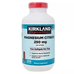 Kirkland Citrato De Magnesio - Magnesium Citrate 250 Mg Por Servicio 270 Cápsulas Blandas