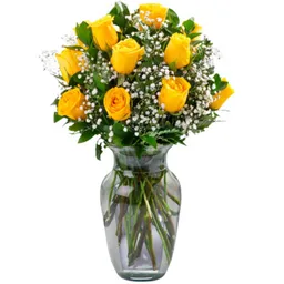 Flores Amarillas, Jarrón Con Rosas
