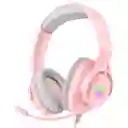 Audifonos Diadema Gamer X16 Rosados Con Luz Rgb Led