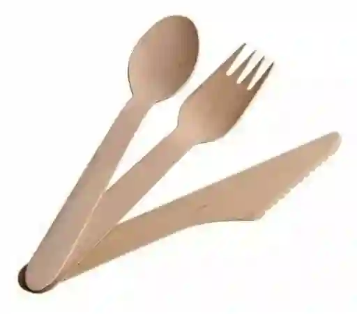 Cubiertos Desechables Madera Tenedor O Cuchara O Cuchillo X 100 Ud