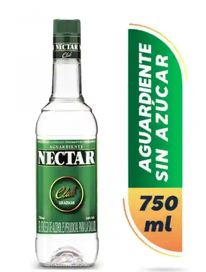 Aguardiente Nectar Club Sin Azúcar Verde Botella