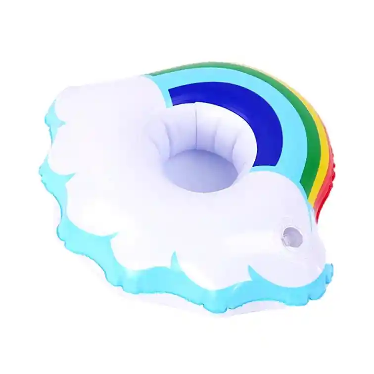 4 Portavasos Inflables Con Diseño De Arco Iris Y Nube, Diseño De Dibujos Animados, Para Uso En La Playa Y La Piscina (color Surtido)