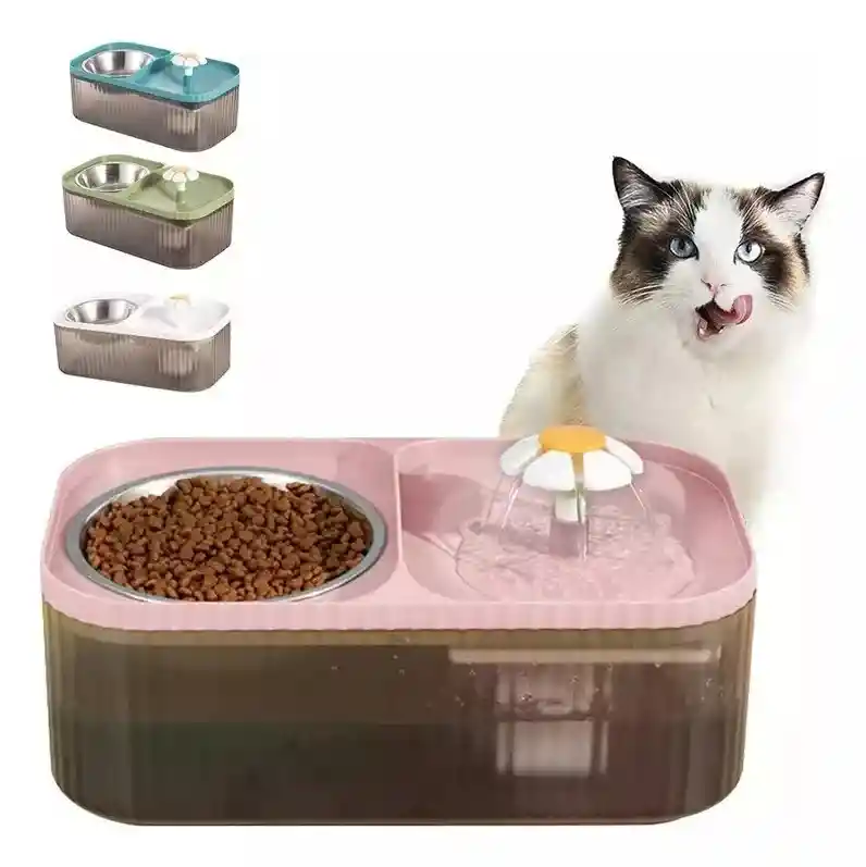 Fuente Doble De Agua Para Gato Perro Con Plato Para Comida