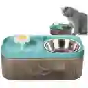 Fuente Doble De Agua Para Gato Perro Con Plato Para Comida