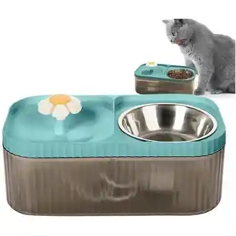 Fuente Doble De Agua Para Gato Perro Con Plato Para Comida