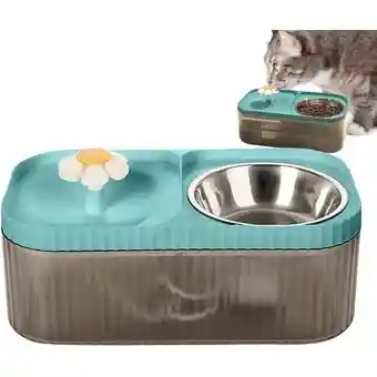 Fuente Doble De Agua Para Gato Perro Con Plato Para Comida