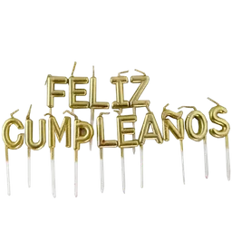 Velas Letras Feliz Cumpleaños Metalizada Dorada