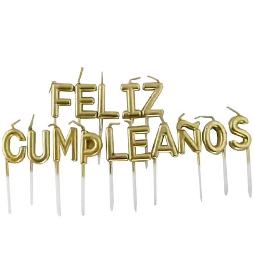 Velas Letras Feliz Cumpleaños Metalizada Dorada