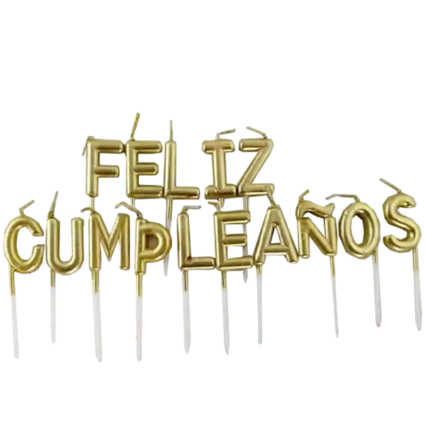 Velas Letras Feliz Cumpleaños Metalizada Dorada