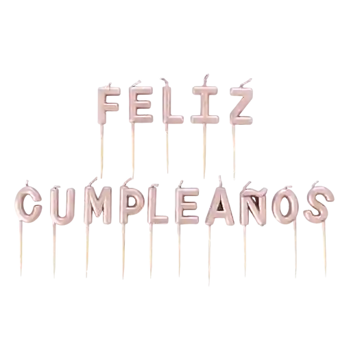 Velas Letras Feliz Cumpleaños Metalizada Rosada