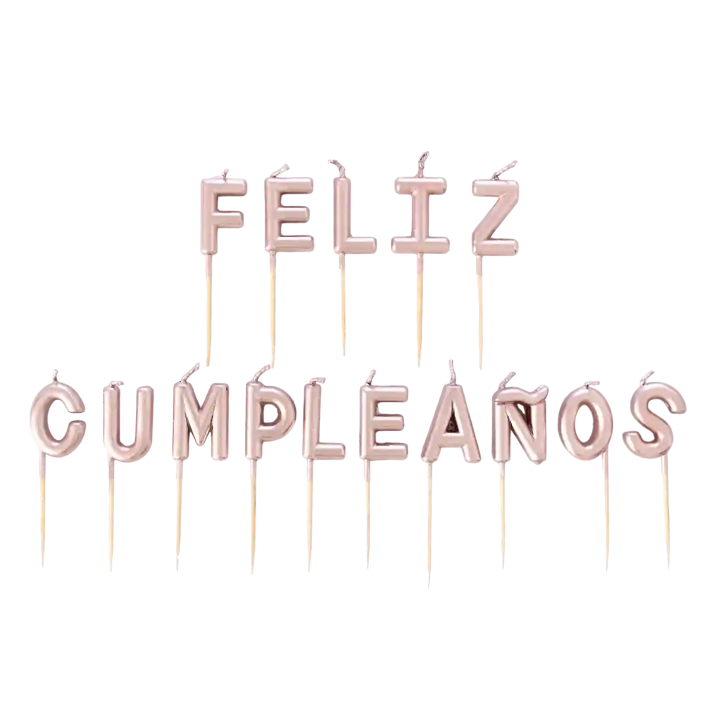 Velas Letras Feliz Cumpleaños Metalizada Rosada