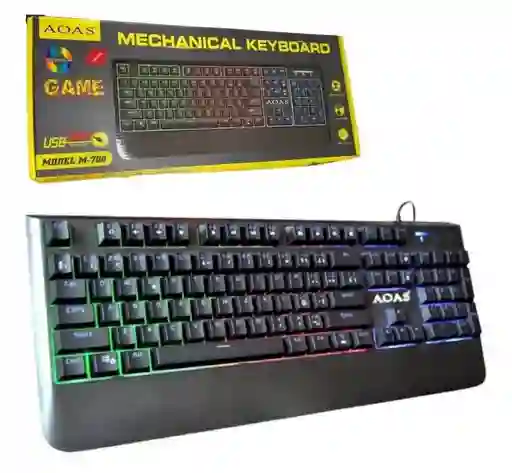 Teclado Gamer Led Aoas M-700 Mecanico Usb Español Rgb Letra Ñ