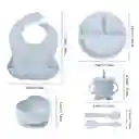 Set 7 Piezas Vajilla Alimentacion Silicona Para Bebe Gris