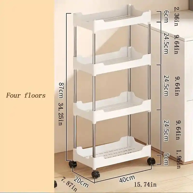 Estante Mueble Organizador 4 Niveles Multiusos Almacenamiento Ruedas