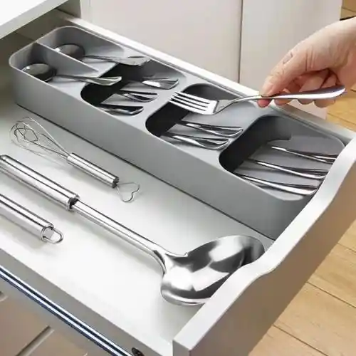 Organizador De Cubiertos Plastico Cocina Cajon Moderno