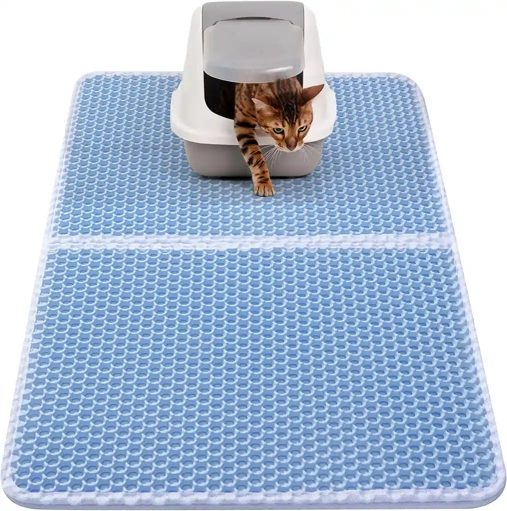 Tapete Recolector Arena Extra Grande Doble Capa Para Gatos Talla Xl Azul