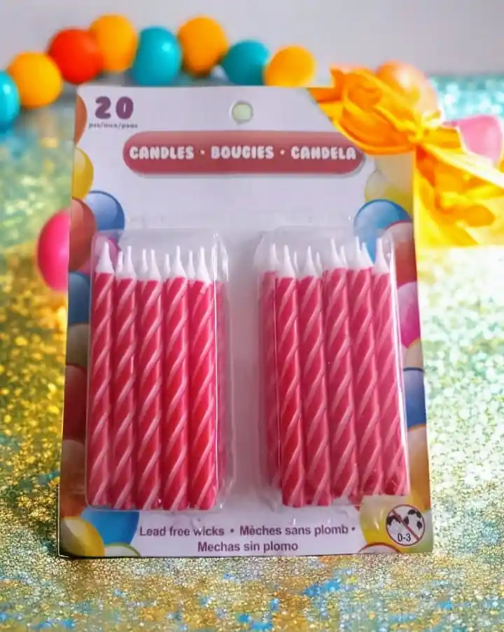 20 Velas Espiral Color Rojo/blanco Ideal Para Pastel De Cumpleaños