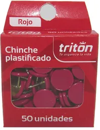 Caja De Chinches Triton Plastificados X50 Unds Rojo Para Tablero De Corcho
