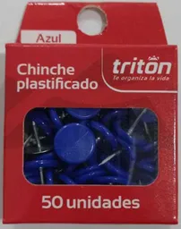 Caja De Chinches Triton Plastificados X50 Unds Azul Para Tablero De Corcho