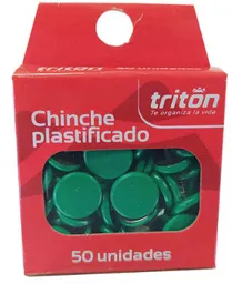 Caja De Chinches Triton Plastificados X50 Unds Verde Para Tablero De Corcho