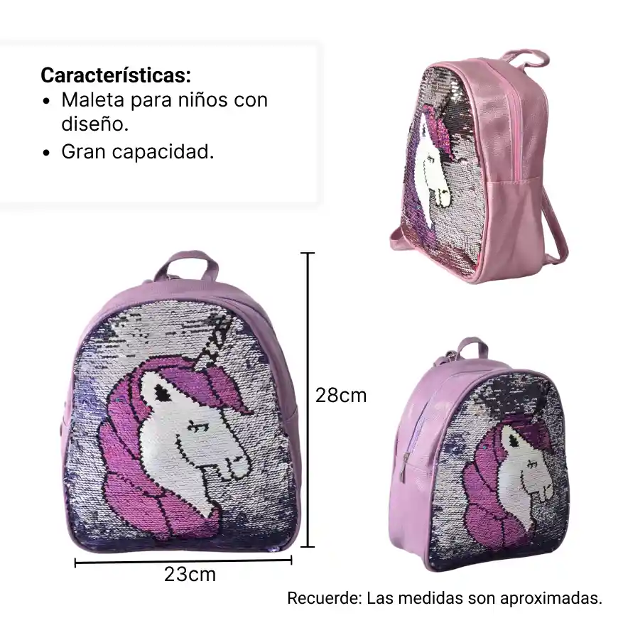 Maleta Morral Pequeño Infantil Para Niña Lentejuelas